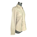 Elie Tahari Beige Floral Embroidered Leather Blazer Shirt Hybrid Womens Size S