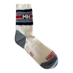 MADE HERE Fenway Crew Beige Navy Red Striped Logo Unisex Socks Sz L/XL NWT USA