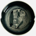 Vintage El Campanello GTO Mexico Ashtray 3.25" Black White Ceramic Hand-Painted