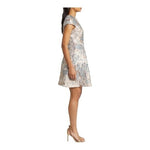 Vince Camuto Women's Blue Rose Gold Floral Jacquard V-Neck Dress 4 NWT $168
