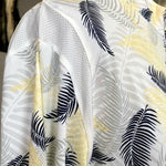 Lady Pinseeker Yellow Palm Print Golf Shirt 2XL Mock Neck Zip Long Sleeve NWT