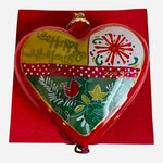 Vintage Pier 1 Li Bien Hand Painted Heart Glass Ornament 4.5" Mouth Blown NIB