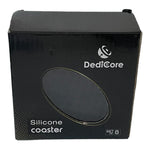 Silicone Coaster Set 7 Piece Black with Holder 4.5" Non-Slip Drink Coasters New