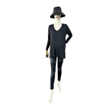 CUPIO Women's Black V-Neck Sweater Size M Modal Spandex Long Sleeve Pullover VG
