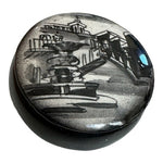 Vintage El Baratillo GTO Mexico Ceramic Trinket Box 2.75" Hand Painted Church VG