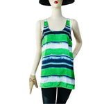 MICHAEL KORS Multicolor Stripe Satin Tank Top Women M Sleeveless Blouse EXC
