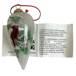 Rare Vintage Clear Glass Cardinal Christmas Ornament 4" Red Velvet Gift Box EXC