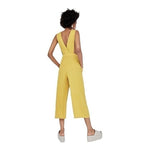 ZARA Gold Ruffled Jumpsuit XS/S Sleeveless Cropped Linen Cotton Zip Side VG