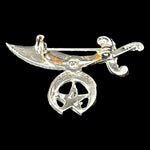 Rare Vintage 60s Masonic Order Eastern Star Scimitar Sword Brooch Rhinestone VG