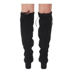 Women's Black Faux Suede Knee High Boots Block Heel Zip Rope Tie Size 7.5 NWOT