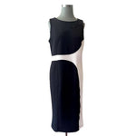 Spence Women's Black White Colorblock Sleeveless Bodycon Midi Dress 14 Stretch