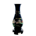 Flying Horse Antique Fuzhou Lacquered Wood Vases Pair Hand Painted 8”