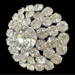 Clear Sparkling Crystal Brooch Round Rhinestone Pin 1.5" Silver Tone Vintage EXC