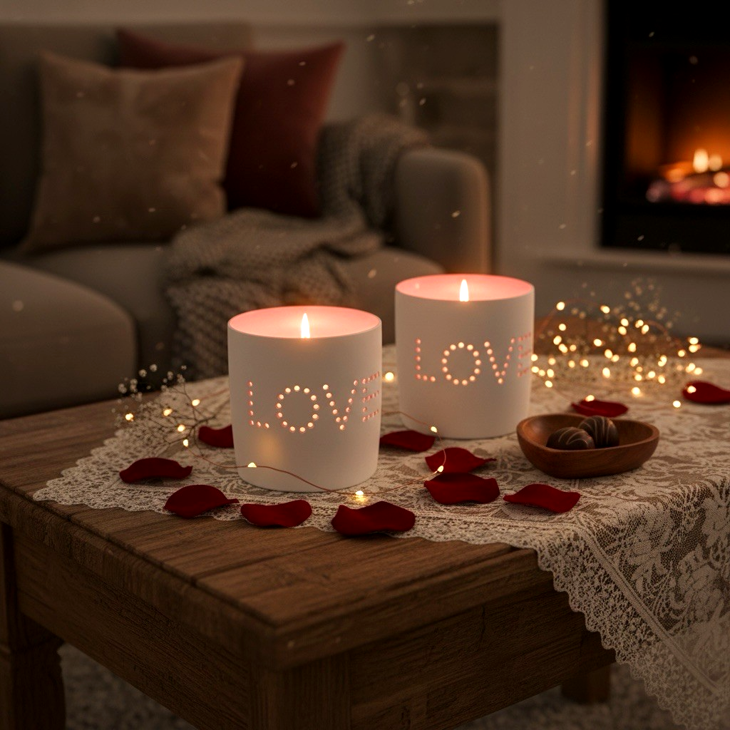 Holiday Lane LOVE Cutout Ceramic Votive Candle Holders Pink White Pair NWOT