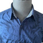 Fundamental Coast Men's Blue Westport Tropical Palm Print Shirt L Cotton EXC