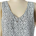 White House Black Market Women's Black White Cross V-Neck Tank Top M Sheer NWT
