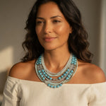 Vintage Multi-Strand Turquoise and Beaded Layered Statement Necklace Excellent