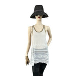 FREE PEOPLE Womens Tank Top S White Lace Sheer Boho Sleeveless Blouse Hippie G+