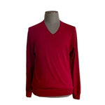 Gap Men's Wine Red Merino Wool V-Neck Sweater L 100% Extra Fine Merino Good+