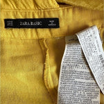 ZARA Gold Ruffled Jumpsuit XS/S Sleeveless Cropped Linen Cotton Zip Side VG