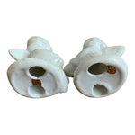 Set 4 White Ceramic Angel Musician Figurines 3" Handmade Christmas Tabletop EXC