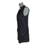 LeShop Women's Black Long Vest S Zip Front Sleeveless Cardigan Rayon Cotton VG