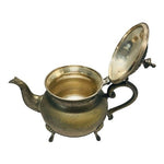 Rare VNTG Footed Ornate Teapot with Handle EPNS Solid Brass Tea Kettle Decor