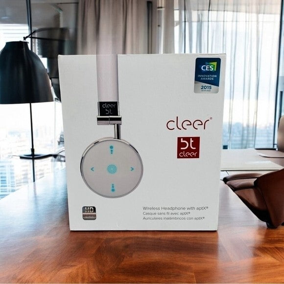 CLEER BT Wireless Over-Ear Bluetooth Headphones Lightweight White Silver NIB