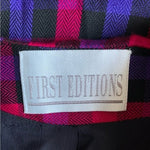 First Editions Plaid Blazer Pink Blue Purple Women’s Button Front Jacket 8P NWT
