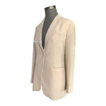 EMPORIO ARMANI Womens Blazer 40 Beige Single Button Mesh Texturd Jacket Designer