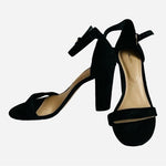 ALDO Black Suede Leather Open Toe Ankle Strap Heels Women’s Size 8.5