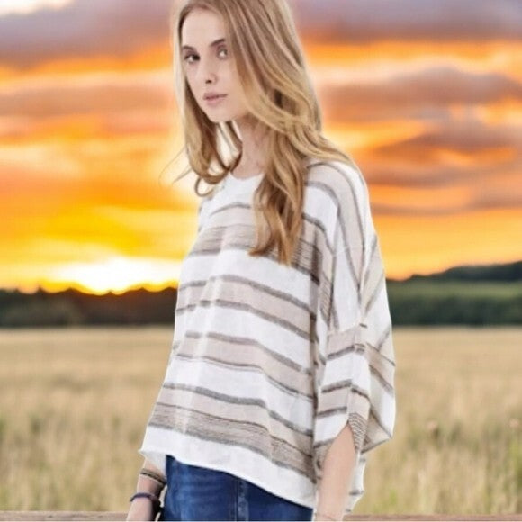 FREE PEOPLE Womens Pullover M Love Me Too Dolman Knit Sweater V Neck Boho G+