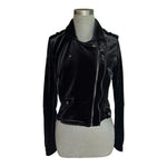 BlankNYC Anthropologie Black Velvet Moto Jacket M Zip Front Biker Crushed