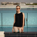 CALVIN KLEIN Women's Blouse XS Black Sleeveless Tank Pullover Elastic Bottom EXC