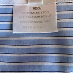 Amina Rubinacci Womens Blue Stripe Button Front Shirt 8 Cotton Cropped Sleeve VG