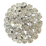 Clear Sparkling Crystal Brooch Round Rhinestone Pin 1.5" Silver Tone Vintage EXC