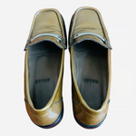Women's Shoes BALLY Loafers Gold Patent Leather Moccasins Low Heels Moccasins