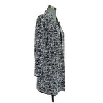 PHILOSOPHY Women Cardigan M Black White Long Blazer Open Front Ponte Knit Duster