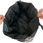 Victoria’s Secret Striped Canvas Duffel Tote Bag Black White Pink NWT