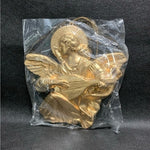 Roman Large Gold Glitter Angel Christmas Ornament 6"x5.5" Plastic NWT Vintage
