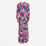 Zara Women's Pink Blue White Floral V-Neck Maxi Dress M Knot Sleeve Viscose VG