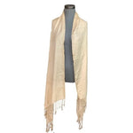 Beige Pashmina Scarf Fringe 86x35 Women Shawl Wrap Neck Warmer Excellent