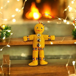 Handmade Felted Gingerbread Man Christmas Ornament 5"x4" Fabric Stuffed Xmas VG