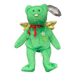 TY Beanie Baby Gift Joy Bear 9.5" Green Sparkle Gold Wings Christmas Collectible