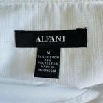 Alfani Mens White Button Front Shirt M Short Sleeve Cotton Blend Regular Fit EXC