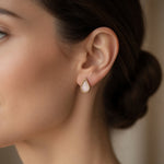 Rose Gold Tone Rose Quartz Raindrop Stud Earrings Pink Button Women's Jewelry VG