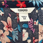 SONOMA Womens Top Blue Multicolor Floral Print Sleeveless Rayon Blouse Button