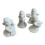 Set 4 White Ceramic Angel Musician Figurines 3" Handmade Christmas Tabletop EXC