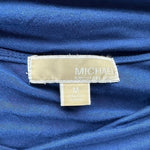 Michael Kors Women's Blue Cowl Neck Sleeveless Top M Silver Chain Shoulder VG