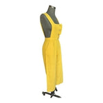 ZARA Gold Ruffled Jumpsuit XS/S Sleeveless Cropped Linen Cotton Zip Side VG